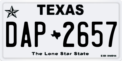 TX license plate DAP2657