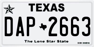 TX license plate DAP2663
