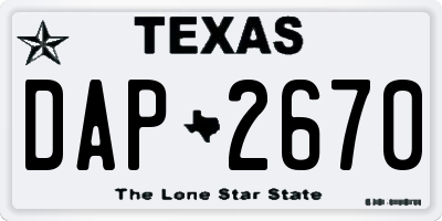 TX license plate DAP2670