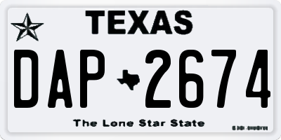 TX license plate DAP2674