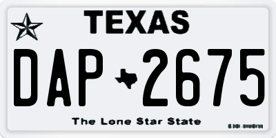 TX license plate DAP2675