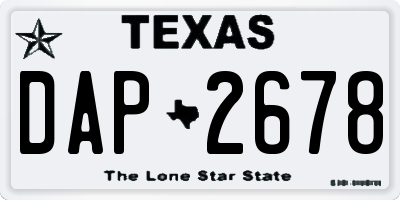 TX license plate DAP2678