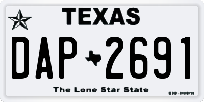 TX license plate DAP2691