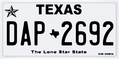 TX license plate DAP2692