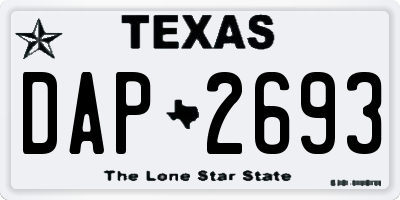 TX license plate DAP2693