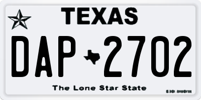 TX license plate DAP2702