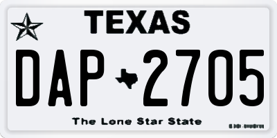 TX license plate DAP2705
