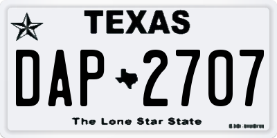 TX license plate DAP2707