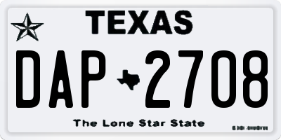 TX license plate DAP2708