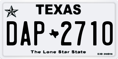 TX license plate DAP2710