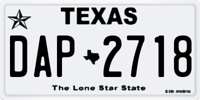 TX license plate DAP2718