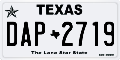 TX license plate DAP2719