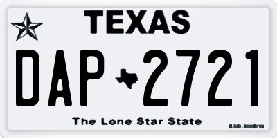 TX license plate DAP2721