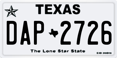 TX license plate DAP2726
