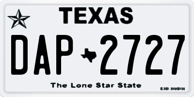 TX license plate DAP2727