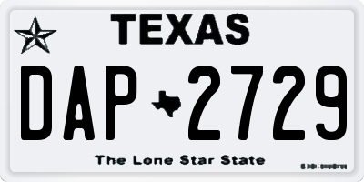 TX license plate DAP2729