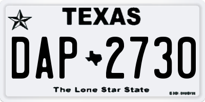 TX license plate DAP2730