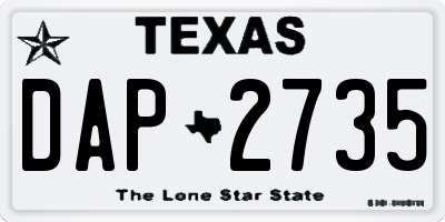 TX license plate DAP2735