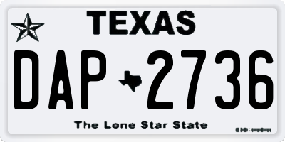 TX license plate DAP2736