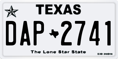 TX license plate DAP2741