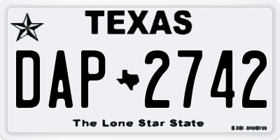 TX license plate DAP2742
