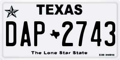 TX license plate DAP2743