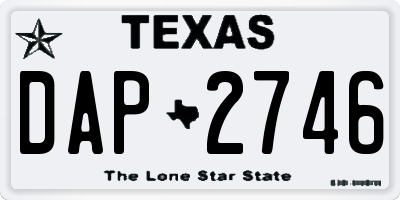 TX license plate DAP2746