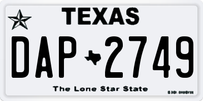 TX license plate DAP2749
