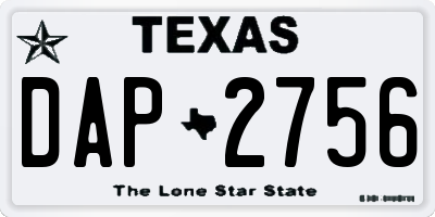 TX license plate DAP2756