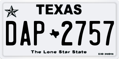 TX license plate DAP2757