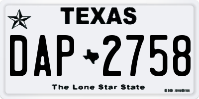 TX license plate DAP2758