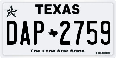 TX license plate DAP2759