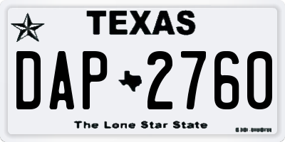 TX license plate DAP2760