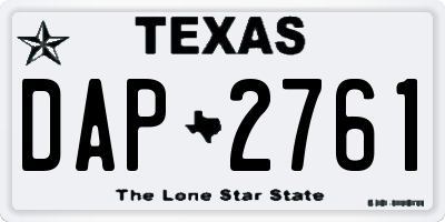 TX license plate DAP2761
