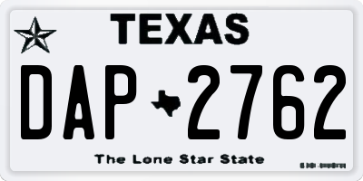 TX license plate DAP2762