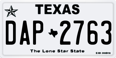 TX license plate DAP2763