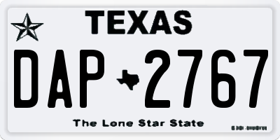TX license plate DAP2767