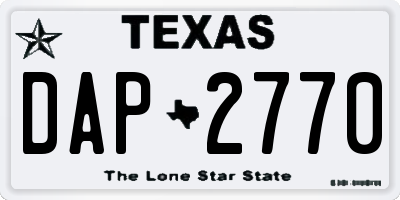 TX license plate DAP2770
