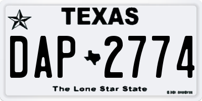 TX license plate DAP2774