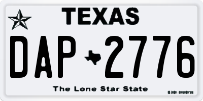 TX license plate DAP2776