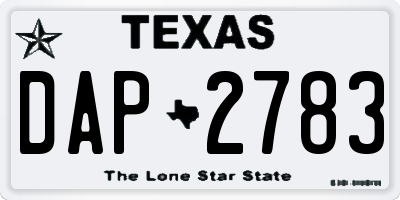 TX license plate DAP2783