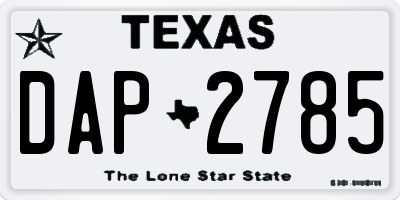 TX license plate DAP2785