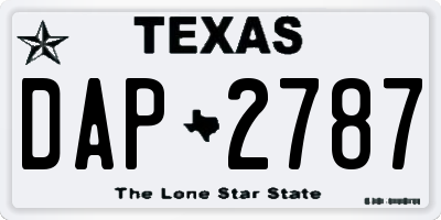 TX license plate DAP2787