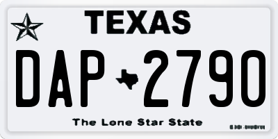 TX license plate DAP2790