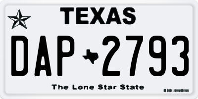 TX license plate DAP2793