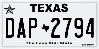 TX license plate DAP2794