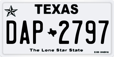 TX license plate DAP2797