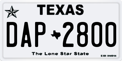 TX license plate DAP2800