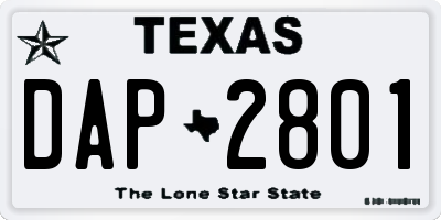 TX license plate DAP2801