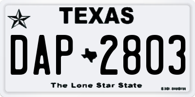 TX license plate DAP2803